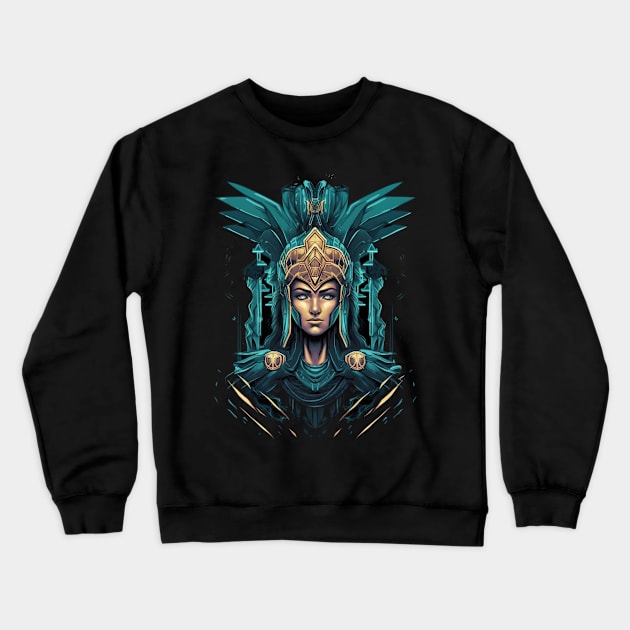 Athena, Greek Goddess of Wisdom and War Crewneck Sweatshirt by Kawaii Cuties